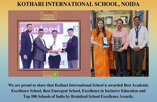 We are proud to share that Kothari International School, Noida has been awarded under various categories by  Brainfeed School Excellence Awards.