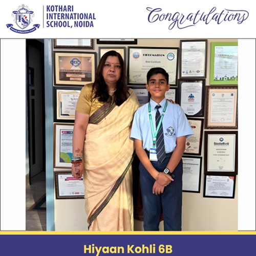We are equally thrilled to announce that Hiyaan Kohli, a Grade 6B student, achieved a remarkable milestone