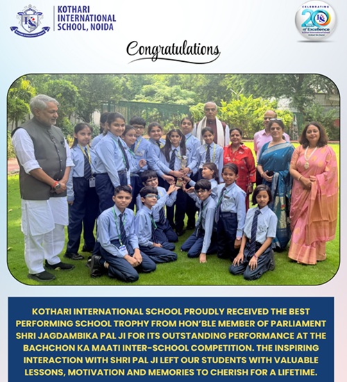 Kothari International School proudly received the Best Performing School Trophy