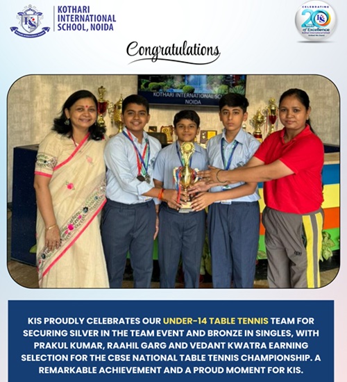 We are delighted to share the outstanding achievement of our students CBSE Cluster Table Tennis Tournament